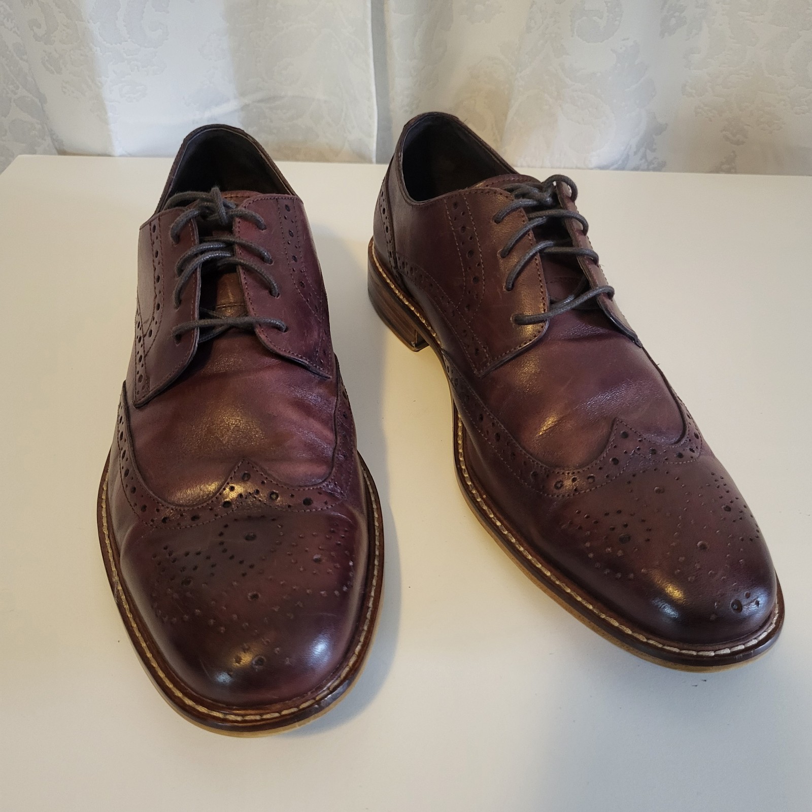 SAOLA Scarpe Joseph Abboud Heritage uomo pelle bordeaux Oxford punta alare ciliegia taglia 11