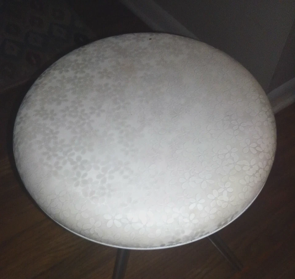 Cosco винтажный круглый короткий табурет ретро белый виниловое сиденье хром металлические ножки MCM - Изображение 2 из 4