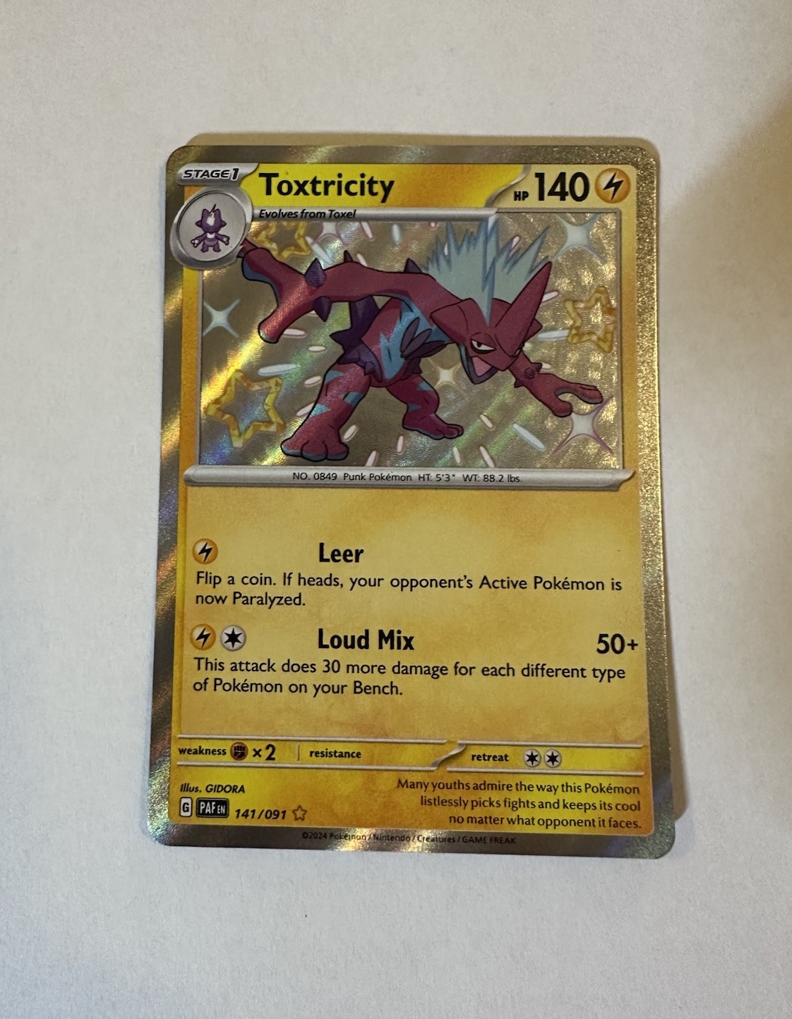 Toxtricity 141/091 SV Paldean Fates Shiny Rare Pokemon TGC - NM
