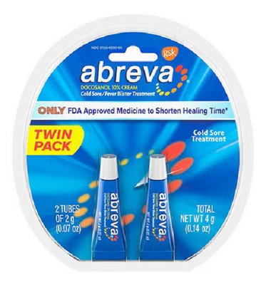 abreva - Docosanol 10% Cream,  2 Tubes of 2g (0.07oz) - Twin Pack - Exp: 03/2028