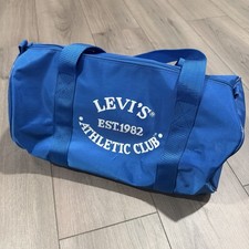 Vtg Levi  s Athletic Club Blue Duffle Bag Tote 501s Fly Button Carrier Big E