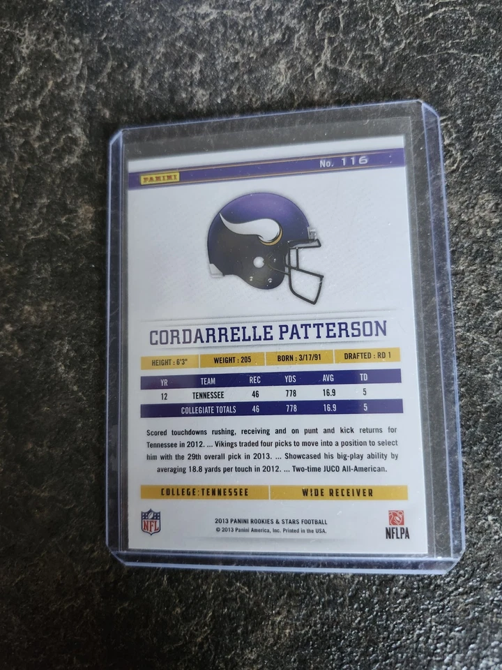 2013 Panini Rookies & Stars Cordarrelle Patterson Card# 116 - Image 2 of 2