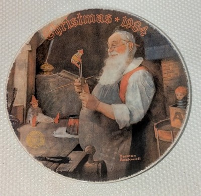 Norman Rockwell Teller Weihnachten 1984, ''Santa In His Workshop'' Ltd Ed 12509K