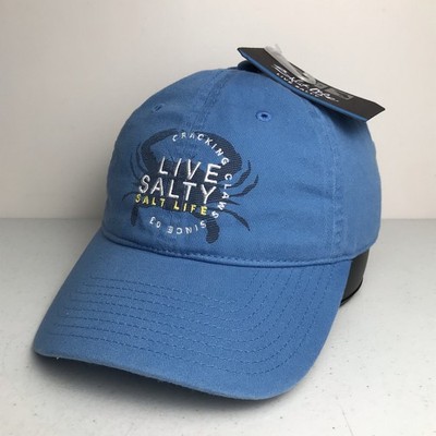 Salt Life Live Salty Cracking Claws Cap Adjustable Hat OS Adult Unisex Blue
