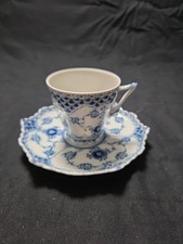 Royal Copenhagen Denmark Musselmalet Vollspitze Kaffeetasse + Untertasse 