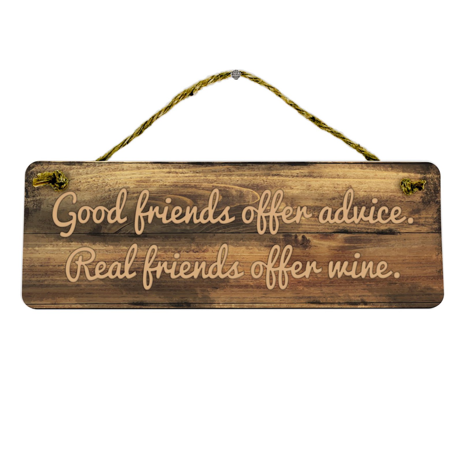 Real Friends Offer Wine Bar Sign - Novelty Wooden Hanging Wall Plaque Gift