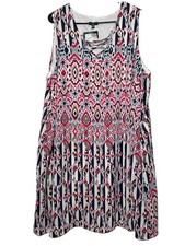 A&I Women’s Bohemian Style Blue Pink White Patrern Plus Size Dress Size 2X