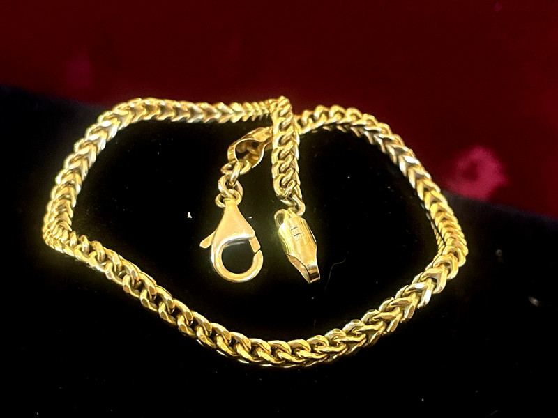 14K GOLD BRACELET ANKLET  9.2 GRAMS SIGNED VJO MADE IN ITALY 10 'L  3MM WIDE