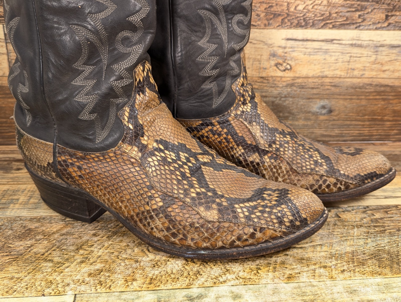 Vintage Dan Post Men's Size 10 EW Python Snakeski… - image 3