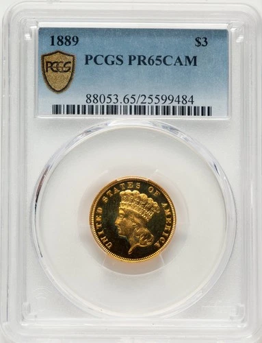 1889-P Three Dollar Gold — photo from the most recent tracked eBay sale