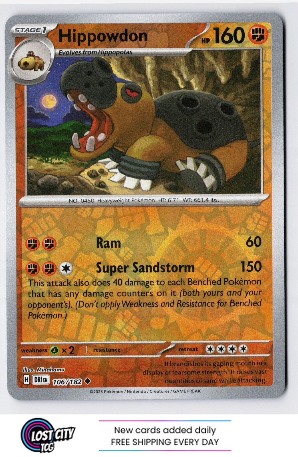 Hippowdon 106/182 - SV10: Destined Rivals Uncommon REVERSE Holo NM