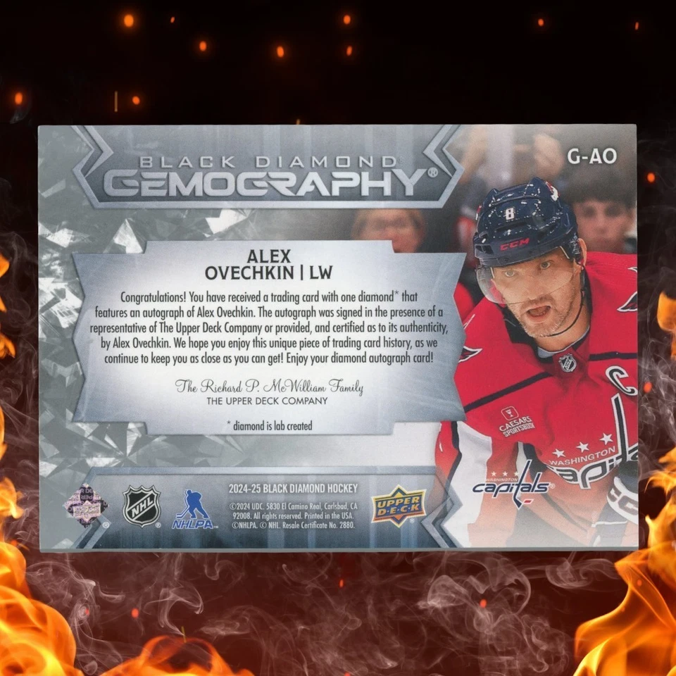 2024-25 Cubierta Superior Diamante Negro ALEX OVECHKIN Gemografía Auto/25 #G-AO Foto 2 de 3