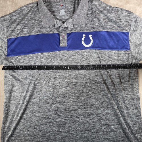 Indianapolis Colts NFL Polo Shirt Mens 3XL Gray Performance Heathered Majestic - Picture 4 of 5