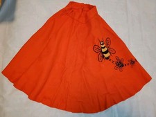 Vintage 70s Womens Juniors Homemade Handmade Orange Bumble Bee Skirt 22" Waist