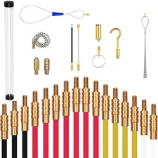 16M Cable Access Rod and Attachments Accessories Kit 16Pcs x 1m