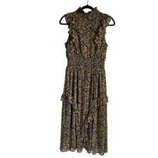 Lulus Evalina Midi Dress Floral Mock Neck Sleeveless Sz S Forest Fairy NWOT 