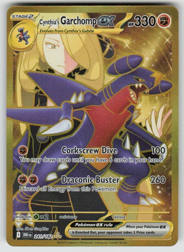 Cynthia's Garchomp ex Holo 241/182 Hyper Rare Destined Rivals Pokemon NM
