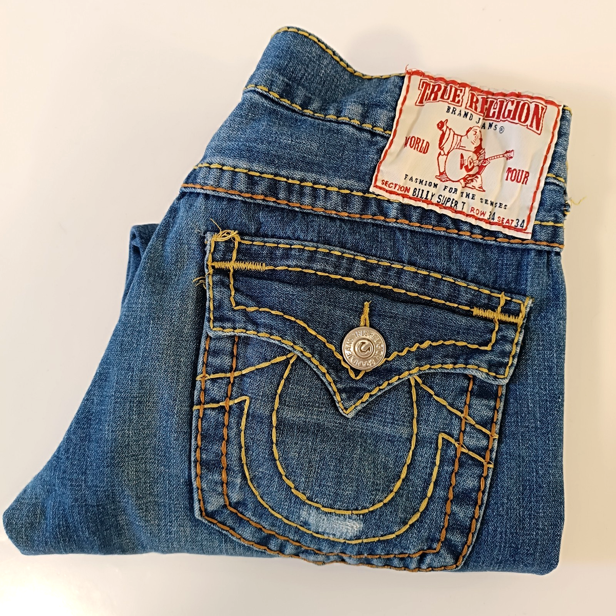 10 TRUE RELIGION JEANS 2931 サイズ34 True Religion Billy Super T Jeans Mens 34x29 Blue Straight | eBay