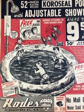 Vinyl Kids Pool Print Ad 1953 Atlanta AJC Koroseal Rodes Optical Peachtree