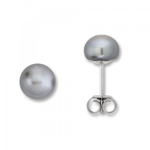Ohrstecker SüßWasser-Zuchtperle 925/- Silber Rhodiniert 7,0-7,5 Mm-image