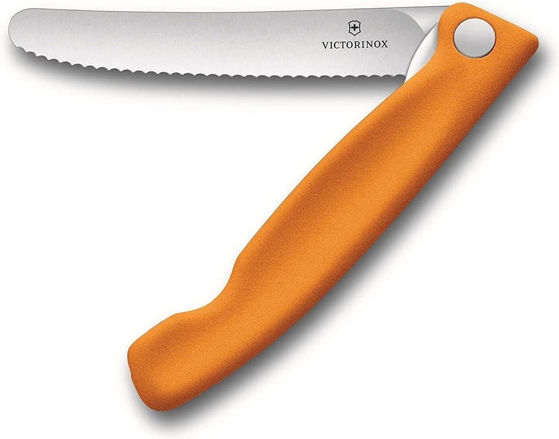 Victorinox swiss classic, coltello arancio pieghevole per verdure, tascabile lam