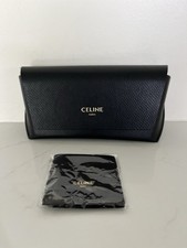 New CELINE Black Leather Sunglasses Case and Cleaning Cloth