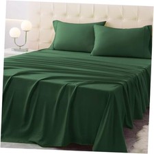 Size Bed Sheet Set - 4 Piece Soft Microfiber Sheets with Deep Full Eden Green