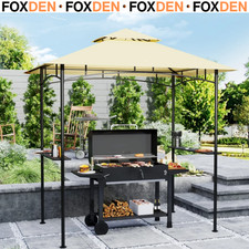 8' x 5' Grill Gazebo, Double Tiered BBQ Gazebo Shelter Canopy with LED Lights