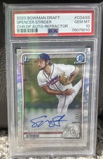 2020 1st Bowman Chrome Draft Picks Auto REFRACTOR Spencer Strider /499 RC PSA 10