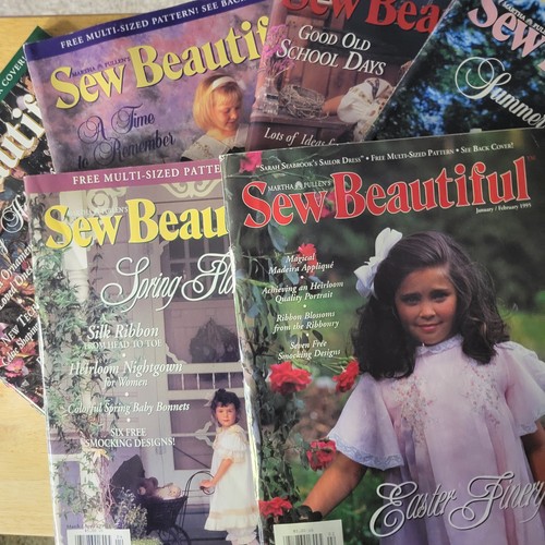 6 issues of Sew Beautiful 1995 with pullout patterns included
