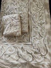 Restoration Hardware Tan Amalfi Rave Queen Size Duvet Cover Set Shams Italy 3 PC
