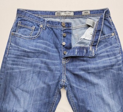 BKE Buckle Denim Tyler Bootcut Jeans Button Fly Blue Denim Mens 36x30