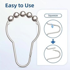 Shower Curtain Hooks Rust Proof, Stainless Steel Shower Curtain Rings anti Sli 