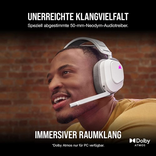 Corsair HS80 RGB Wireless Gaming Headset Weiß Dolby Atmos PC Mac PS5 PS4 iCUE - Bild 10 von 10