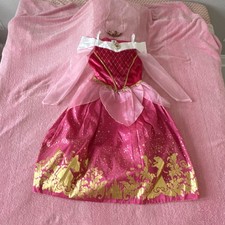 Disney Store Aurora Dress with Gold Details, Tiara Girls Costume. Size 13