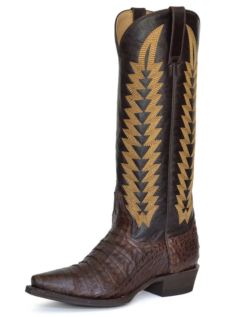 Bottes Western Femme Stetson - Pointure 9.5 (EU 41), Cuir Marron, Brodées, Mexique