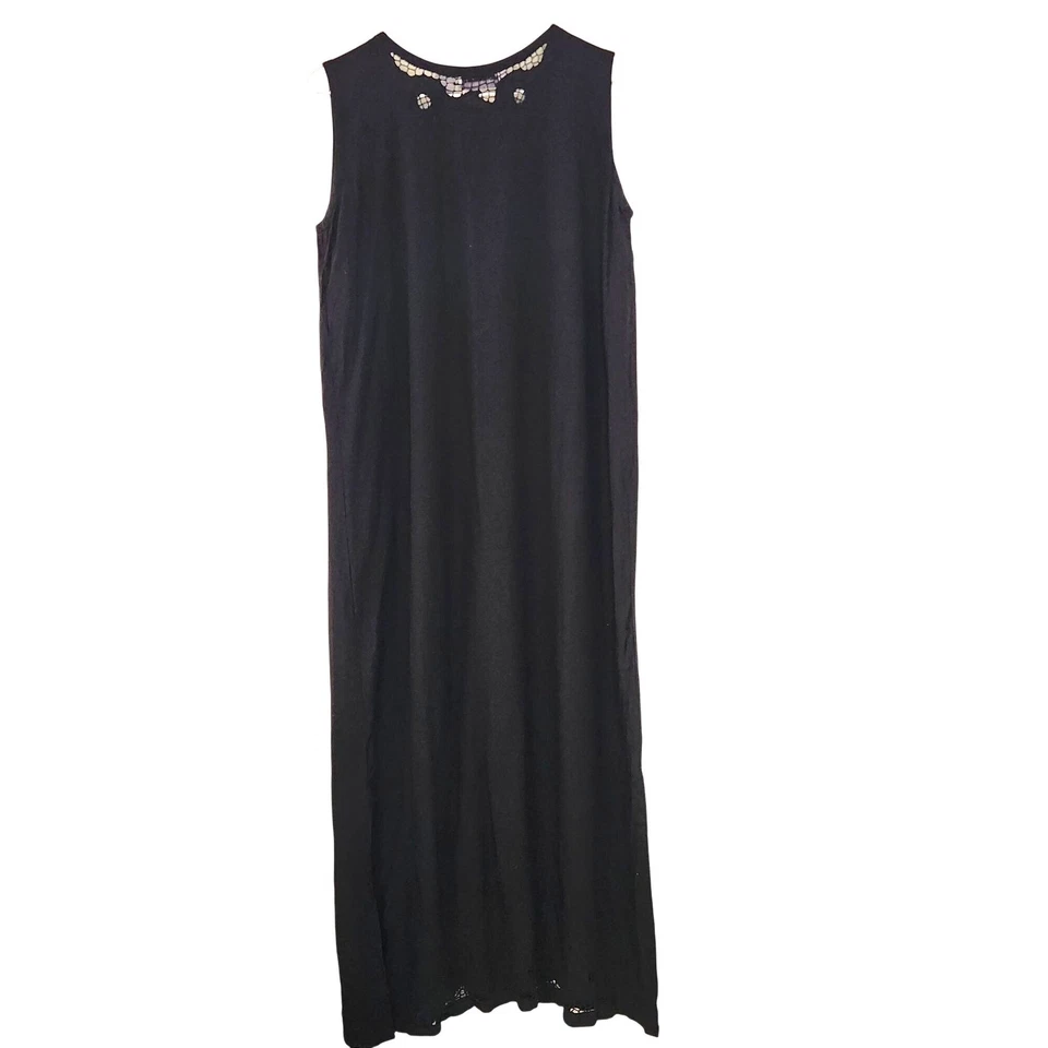 Vestido Jane Ashley M Sin Mangas Maxi Floral Bordado Crochet Acentos Retro Foto 2 de 4