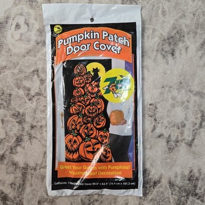 Halloween Plastic Door Cover Pumpkin Patch VTG 1994 Sun Hill 29.5'' x 63.5'' NOS