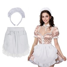 Maid Waist Apron with Headband for Women, Ruffles Half Apron, For Party Dress Up