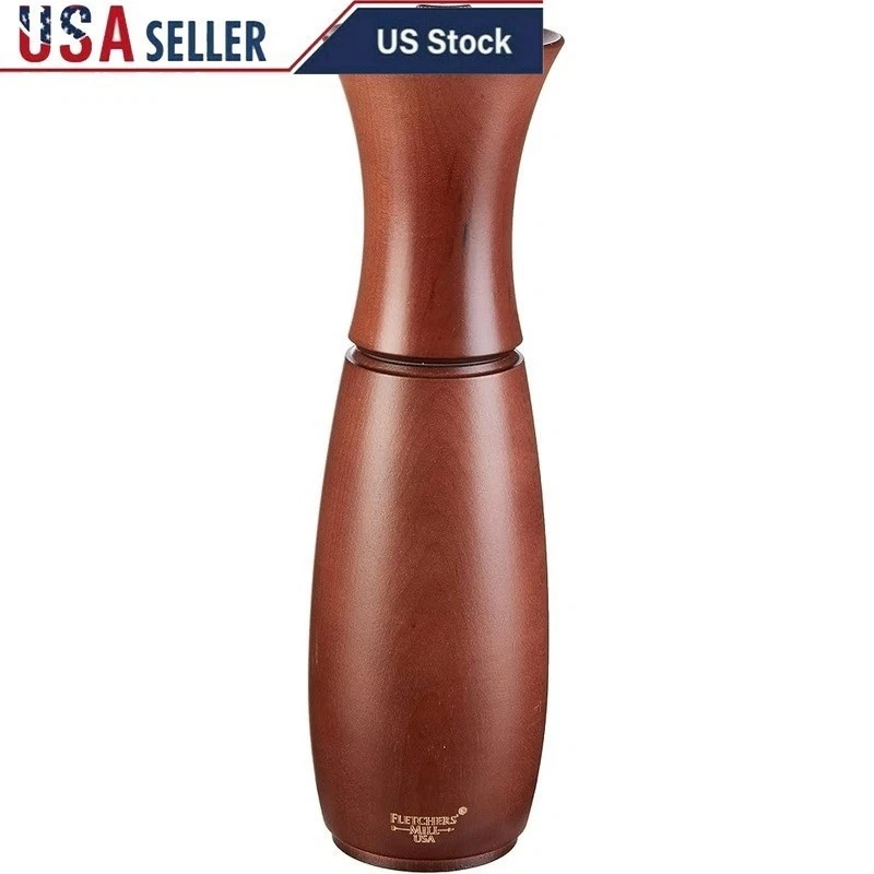 8 Inch Pepper Mill Walnut Stain Adjustable Manual Grinder Kitchen New