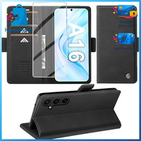 HandyhüLle Pu Leder Wallet Flip Case Schwarz Mit Schutzfolie FüR Galaxy A16 4G