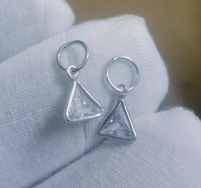 925 Silber Diamant Dreieck Charms, Handmade Design Fassung Zarte Charms Anhänger