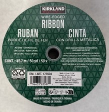 Kirkland Signature Wire Edged Gift Wrap Ribbon 2.5  x 50 Yards Art.175504 NEW