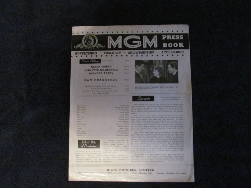 SAN FRANCISO PRESSBOOK, CLARK GABLE, SPENCER TRACY RE-RELEASE UNCUT