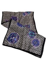Glentex Oblong Scarf Vintage Black Purple Turquoise