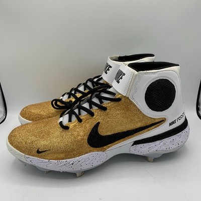 Nike Alpha Huarache Elite 3 Mid Baseball Cleats Mens Size 13 Gold Glitter Custom