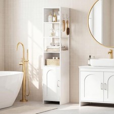 Image of HOOBRO Bathroom Cabinet Corner Storage Cabinet Cupboard White Bathroom Storage