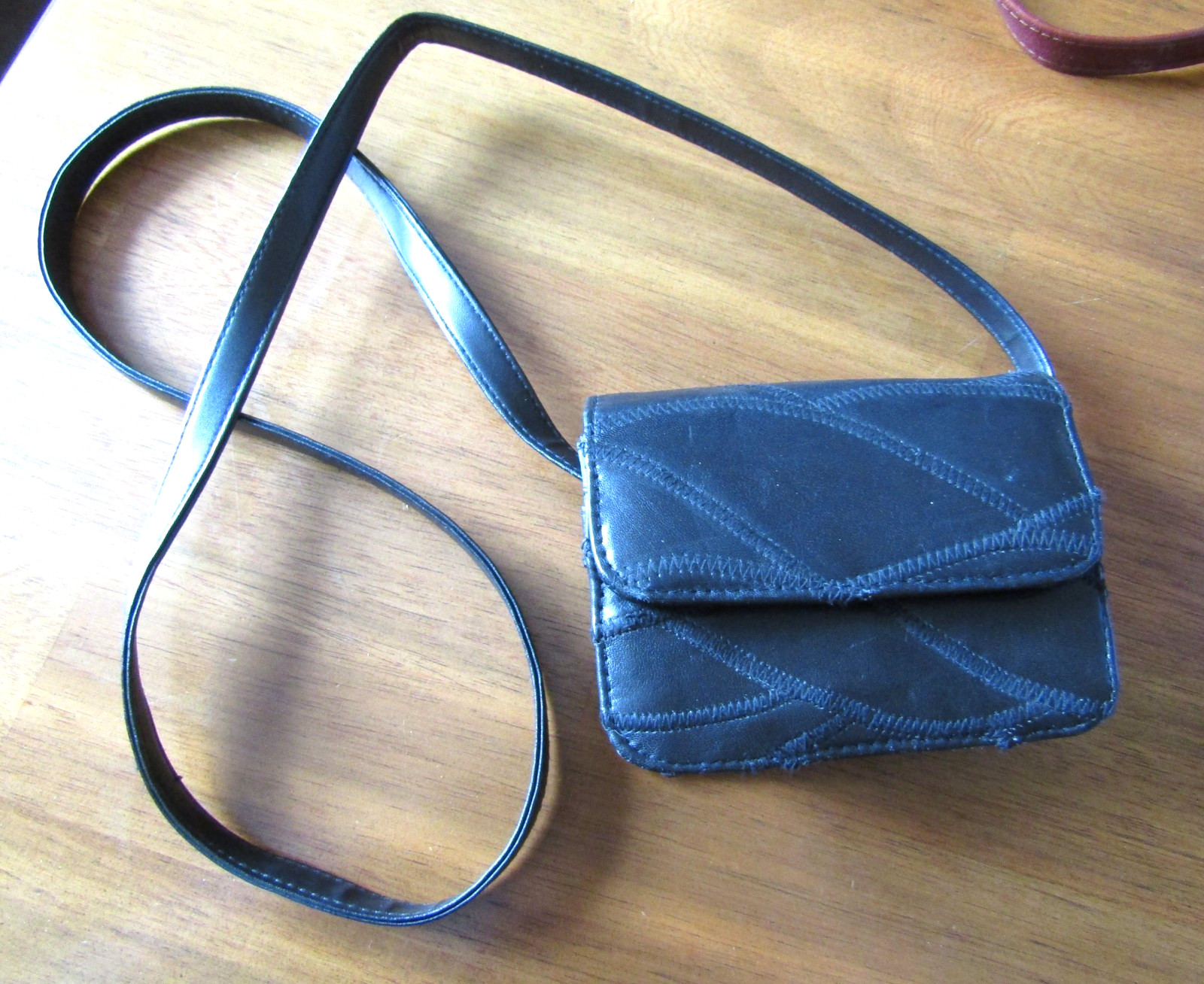 Leather Black Patchwork Small Crossbody Organizer… - image 1