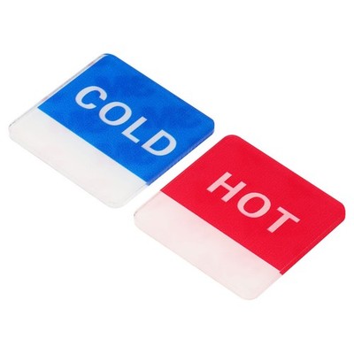 6Pcs Self Stick Hot/Cold Water Label Acrylic Square Sticker Signs Red/Blue