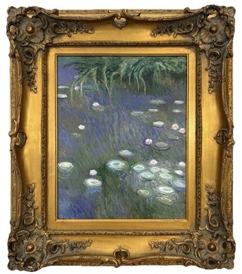 Claude Monet 1840-1926 Oil On Canva Signed In The Style Of. high end wood frame